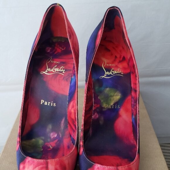 Christian Louboutin Kate 100 floral-print satin-crepe Pump NWT $895 - Picture 10 of 16